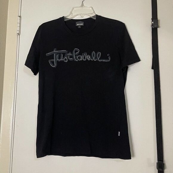 Just Cavalli Men graphic print black crew neck tshirt size Small - Picture 1 of 6